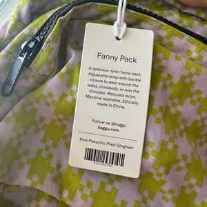 Pink pistachio pixel gingham Baggu Fanny pack